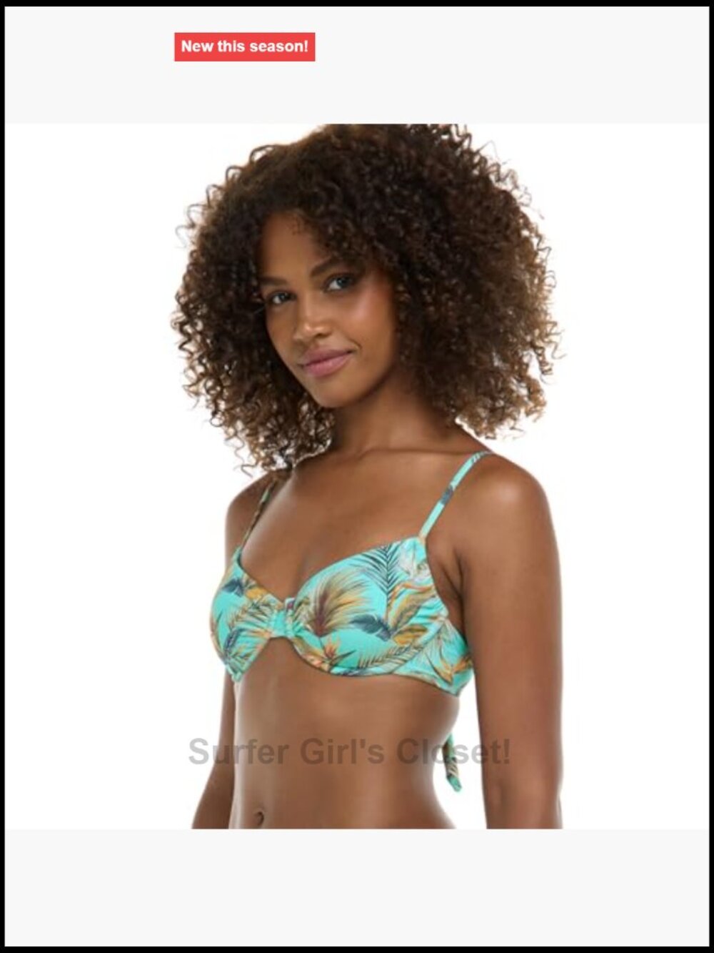 Underwire Bikini Top with Sash-tie Back, Removable Cups, Adjustable Straps, - Picture 4 of 5